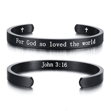 Load image into Gallery viewer, Engraved Inspirational Bible Quotes Cuff Bracelets Bangles for Men and Women