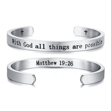 Load image into Gallery viewer, Engraved Inspirational Bible Quotes Cuff Bracelets Bangles for Men and Women