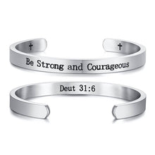 Load image into Gallery viewer, Engraved Inspirational Bible Quotes Cuff Bracelets Bangles for Men and Women