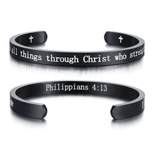 Load image into Gallery viewer, Engraved Inspirational Bible Quotes Cuff Bracelets Bangles for Men and Women