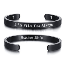 Load image into Gallery viewer, Engraved Inspirational Bible Quotes Cuff Bracelets Bangles for Men and Women