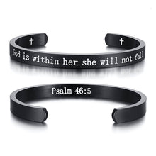 Load image into Gallery viewer, Engraved Inspirational Bible Quotes Cuff Bracelets Bangles for Men and Women