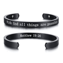 Load image into Gallery viewer, Engraved Inspirational Bible Quotes Cuff Bracelets Bangles for Men and Women