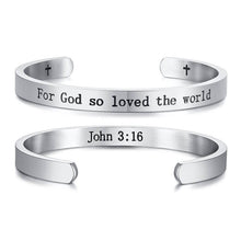 Load image into Gallery viewer, Engraved Inspirational Bible Quotes Cuff Bracelets Bangles for Men and Women