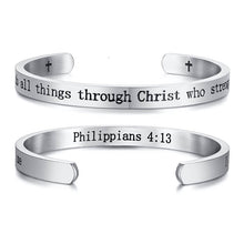 Load image into Gallery viewer, Engraved Inspirational Bible Quotes Cuff Bracelets Bangles for Men and Women