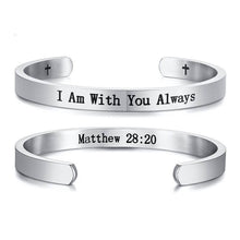 Load image into Gallery viewer, Engraved Inspirational Bible Quotes Cuff Bracelets Bangles for Men and Women